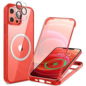 iPhone 12 Pro �p �P�[�X �N���A ���ʋ����K���X 360°�S�ʕی� [MagSafe�Ή�] [�J�����t�C������] [�s�q�^�b�`] �}�O�Z�[�t ���C�����X�[�d�Ή� �ČRMIL�K�i�擾 �ϏՌ� �A�C�t�H�� 12 Pro ���� �}�O
