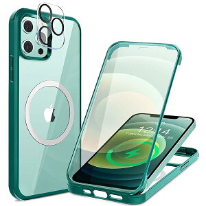 iPhone 12 Pro �p �P�[�X �N���A ���ʋ����K���X 360°�S�ʕی� [MagSafe�Ή�] [�J�����t�C������] [�s�q�^�b�`] �}�O�Z�[�t ���C�����X�[�d�Ή� �ČRMIL�K�i�擾 �ϏՌ� �A�C�t�H�� 12 Pro ���� �}�O