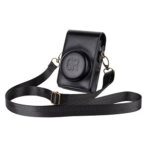 ���R�[ Ricoh GR/GRII/GR III��p�J�����P�[�X �J�����o�b�O ���^�y�� �g�ѕ֗� �����h�~ �V�����_�[�X�g���b�v�t�� PU���U�[(�u���b�N)