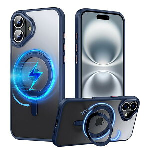 �P�[�X For iPhone 16 Pro Max ��p �J�o�[ 360°��]�X�^���h MagSafe�Ή� �ČRMIL�K�i �ϏՌ� �w��h�~ ���C�����X�[�d�Ή� �����h�~ �����Y�ی� �C�菝�h�~ �}�b�g�� �����O �}�O�l�b�g���� �X�}�z�P