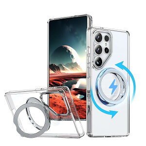 Galaxy S25 Ultra �p �P�[�X magsafe�Ή� ���C�����X�[�d �ϏՌ� �M�����N�V�[S25 Ultra �p�P�[�X 360°��]�X�^���h �c�����Ή� �}�O�l�b�g���� SC-52F SCG32 �p�X�}�z�P�[�X �h�w�� �ČRMIL�K�i �M