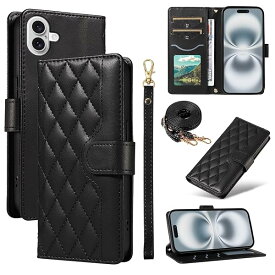 for iPhone 17 ケース 手帳型 あいふおん17ケース ショルダー スマホケース iphone 17 肩掛け 財布型 iphone17 カバー カード収納 横置き機能 耐衝撃 携帯カバー ストラップ付き(ブラック)