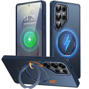 Galaxy S25 Ultra �p �P�[�X Magsafe�Ή� ���C�����X�[�d 360°��]�X�^���h �c�����Ή� �X�}�z�P�[�X �M�����N�V�[ S25 �E���g��/SC-52F �p �ČR�K�i �ϏՌ� �}�O�Z�[�t �����O �}�O�l�b�g���� �M�����N