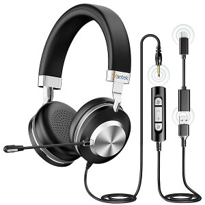 �A�b�v�O���[�h�w�b�h�Z�b�g USB Type-C 3.5mm ���� �V�^�m�C�Y�L�����Z�����O�}�C�N�t�� �L���R���g���[�� PC�p�w�b�h�z�� Web��c�AZoom/Skype�A�I�t�B�X�A�r�W�l�X�A�ݑ�Ζ��A�Ɩ��p�A�����[�g