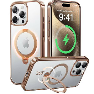 �y�����ʂ�㎿���E��_360°��]�z iPhone 15 Pro �p�P�[�X �N���A �ČRMIL�K�i �t�B�b�g�� MagSafe�Ή� ���C�����X�[�d ���c���� �p�x���� �������� �ϏՌ� ���ϋv�� ���b�v�z�[���t�� ���� ���ϖh