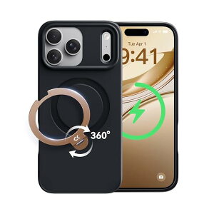�y�㎿�d�グ�E���O�W���S�[���h�z iPhone 17 Pro �p �P�[�X 360�x��]�X�^���h MagSafe�Ή� �ČRMIL�K�i 360°�S�����ϏՌ� ���c���� �ϏՌ� MagSafe�Ή� �}�b�g�d�グ ���ϖh�~ ���C�����X�[�d�Ή� �X