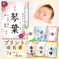 //新デザイン追加// 命名書 オーダー おしゃれ プリント 季節 和柄 洋柄 代筆 命名紙 赤ちゃん 新生児 筆…