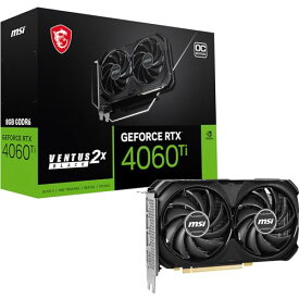 MSI GeForce RTX 4060 Ti Ventus 2X ブラック 8G OC ゲーミンググラフィックカード - 8GB GDDR6 PCI Express Gen 4 128ビット 3X DP v 1.4a HDMI 2.1a (4K 8