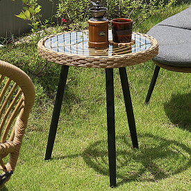 円形サイドテーブル　Rizonea（リゾネア） ガーデン テーブル サイドテーブル カフェ風 エクステリア テラス バルコニー 庭 ベランダ ガーデンテーブル シンプル ガラス