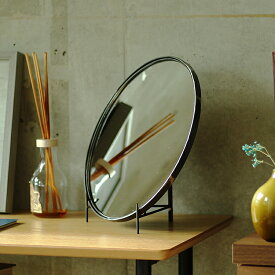 Round Mirror L ミラー 鏡 壁掛け インテリア ウォール ミラー ミッドセンチュリー アンティーク 洗面鏡 シンプル 直径30cm 丸型 卓上ミラー ドレッサー アイアン 鉄 ヴィンテージ