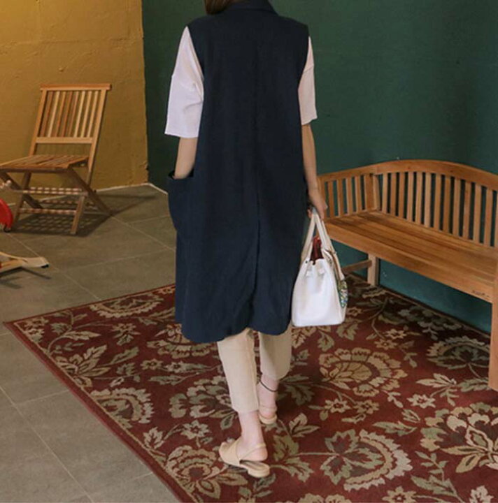 楽天市場】【24h限定☆3,580円⇒3,280円】一部即納 ジレ レディース ベスト 春夏 ロングジレ リネン ノースリーブ リネン テーラードジレ 綿麻 トレンチベスト テーラード風 無地 ジレンチ トップス ロングベスト 春 秋 夏 大きいサイズ 春 上品 レイヤード風 送料無料 ...