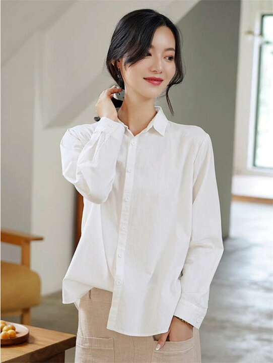 新品 プランテーション ゆったりコットンシャツ ホワイト 美品  