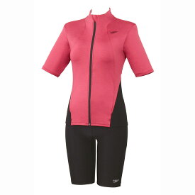 値下げ 30％OFF 送料無料 speedo スピード レディース フィットネス水着 半袖 セパレート　水着 ショートスリーブウェイビーセパ スイミング 水泳 ストレッチ 撥水 UVカット めくれ防止 メッシュ フィットネス 上下セット SFW32501 M L O XO 返品交換不可