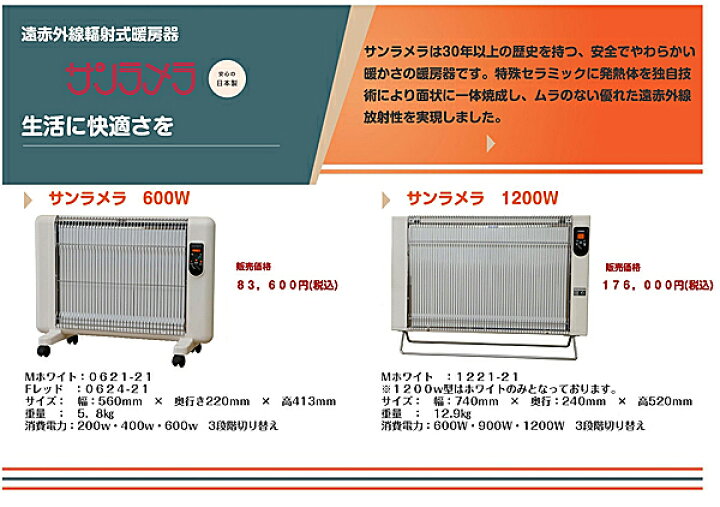 楽天市場】☆最新型 サンラメラ 遠赤外線輻射式セラミックヒーター  