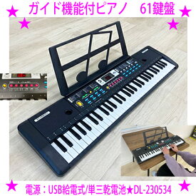 ★ガイド機能付ピアノ 61鍵盤 DL-230534★初心者なら申し分ない機能でこの価格♪★デジタルランド正規品光った鍵盤をなぞるだけで弾ける！200種の音色＆リズムを内蔵メロディ60種類★ヘッドホン端子付き★光る鍵盤送料無料