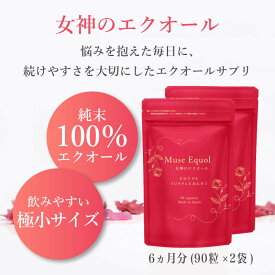 【楽天ランキング1位受賞】ミューズ エクオール 約6か月分 1粒あたり 5mg 配合 90粒×2袋 1日1粒 エクオール サプリメント 10mg キレイデラボ エクオールサプリ 大豆イソフラボン 高純度 国産 日本製造 無添加 アレルゲンフリー 小粒 送料無料