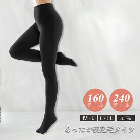 160デニール 240デニール 裏起毛タイツ ハイウエスト 美脚 裏起毛 厚手 温活 骨盤矯正 補整下着 【あったか裏起毛タイツ】 あったか 防寒 ブラック