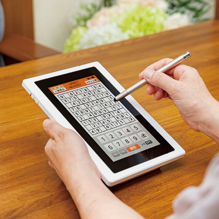 楽天市場 いつでも脳トレ パズルタブレット 脳トレ ゲーム 問題 クイズ 難易度 高齢者 ナンプレ クロスワード 数字 端末 タブレット タッチペン タッチパネル Ai シンプル 操作 簡単 機能 軽い 軽量 コンパクト 持ち運び アプリ ボリューム 健康管理 童謡 1 2w キレイ