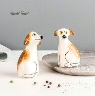 【特典あり】HannahTurner ソルト＆ペッパー ドッグ[塩コショウ入れ おしゃれ 塩胡椒 容器 調味料入れ 陶…