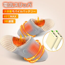 足温器 歩ける フットウォーマー 電気スリッパ 電気足温器 コードレス スリッパ 5000mAhモバイルバッテリー付 左右分離式 速暖 3段調整 USB給電式 電熱スリッパ ヒーター内蔵 丸洗い可 オフィス 自宅 屋外用 防寒対策 滑り止め EVAソール 足元ヒーター 男女兼用