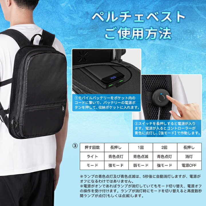 楽天市場】ペルチェベスト 冷却ベスト 冷感ベスト 30000mAh PD対応 