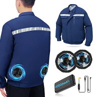 空調作業服 ファン付き 【40000mAh バッテリー&前後反射テープ付き】 ファン付き作業服 冷却服 3D循環送…