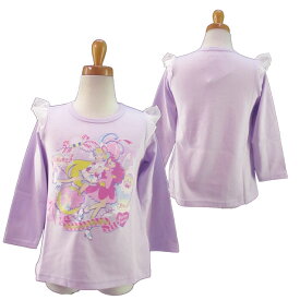 トロピカルージュプリキュア＆ヒーリングっとプリキュア☆プリント長袖Tシャツ/デザインTシャツ/肩フリル/キッズ/女の子/子供/100cm110cm120cm◇バンダイ◇