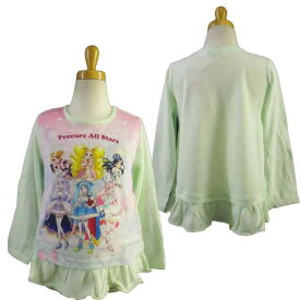 プリキュアオールスターズ/ひろがるスカイプリキュア☆プリキュア 裾フリル使いTシャツ チュニックTシャツ カットソー ガール 女の子 子供 キッズ ピンク グリーン 110cm/120cm/130cm◇バンダイ◇