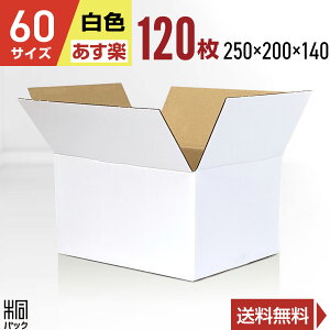 白 ダンボール 段ボール 60サイズ 120枚 (無地 250x200x140) 段ボール ダンボール箱 60サイズ 梱包 宅配 60 きれい ギフト プレゼント 収納 通販 小物 発送 保管 用 ケース 最強翌日配送