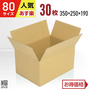 ダンボール 段ボール 80サイズ A4 30枚 (350x250x190) ダンボール箱 段ボール箱 80サイズ A4 梱包 宅配 80 通販 箱 ボックス 小物 収納 保管 発送 引越し 引っ越し 荷造り 単身用 ケース 最強翌日配送