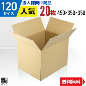 【法人特価】段ボール 箱 120サイズ 20枚 (3mm厚 450x350x350) 引越し 段ボール 引っ越し 120 底面大きめA3 宅配 梱包 通販 資材 用 セット 日本製 安い A式 みかん箱 ダンボール箱 引越 120 A3 メルカリ便 ラクマ