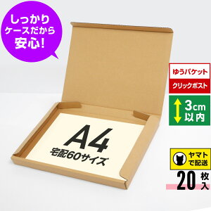 ゆうパケット クリックポスト 箱 A4 段ボール 20枚 (325x240x29) ダンボール 薄型 段ボール箱 梱包 宅配 60サイズ ゆうパケット A4 ダンボール箱 クリックポスト 最大 最強翌日配送