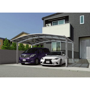【マラソン対象】三協アルミ カムフィエースワイド 2台用 基本タイプ 4336 H23 屋根材:ポリカーボネート板 柱4本 『 カーポート 2台 本体のみ 駐車場 屋根 外構 エクステリア 』