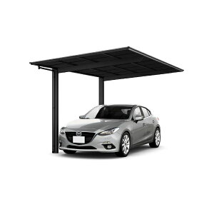 LIXIL リクシル フーゴF 1台用 基本 30-50型 H28柱 ポリカーボネート屋根使用 ブラックマット 『 カーポート 1台 本体のみ 駐車場 屋根 外構 エクステリア DIY 』 木調色