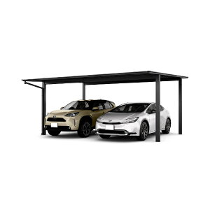 LIXIL リクシル フーゴF 2台用 基本 60-57型 標準柱 H22 ポリカーボネート屋根使用 ブラックマット 『 カーポート 2台 本体のみ 駐車場 屋根 外構 エクステリア DIY 』 アルミ色