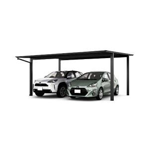 LIXIL リクシル ネスカF 2台用 基本 60-57型 標準柱 H22 ポリカーボネート屋根使用 ブラックマット 『 カーポート 2台 本体のみ 駐車場 屋根 外構 エクステリア DIY 』 アルミ色