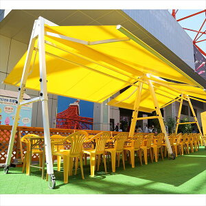 『ご注文後出荷までに約1か月かかります。』 BXテンパル パルセイル 間口規格 W3790×奥行 3864mmmm 手動式 布地:ポリエステル調テント(防炎加工) 『移動・折り畳みが出来るイベ