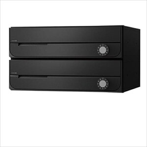ナスタ2 集合住宅用ポスト 前入前出タイプ 静音大型ダイヤル錠 戸数2 KS-MB3002PU-2L-BK 屋内用 ブラック