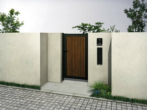 【送料無料】YKKAP ルシアス門扉TM1型 片開き 門柱仕様 06-14 内開き仕様 UME-V-TM1『木調 ゲート 部材 ガーデン 住宅 境界 入口 塀 壁 diy おしゃれ 形材 門扉』 複合カラー