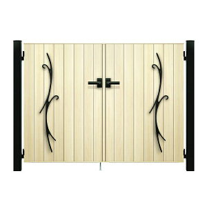 【マラソン対象】【送料無料】YKKAP ルシアス門扉TM2C型 両開き 門柱仕様 09-12 内開き仕様 UME-V-TM2C『木調 ゲート 部材 ガーデン 住宅 境界 入口 塀 壁 diy おしゃれ 形材 門扉』 木調カラー(門柱: