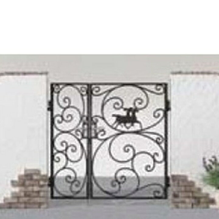 楽天市場 リクシル 新日軽 ディズニー門扉 角門柱式 プリンセスa型 馬 0412 0812 親子開き ブラック エクステリアのプロショップ キロ