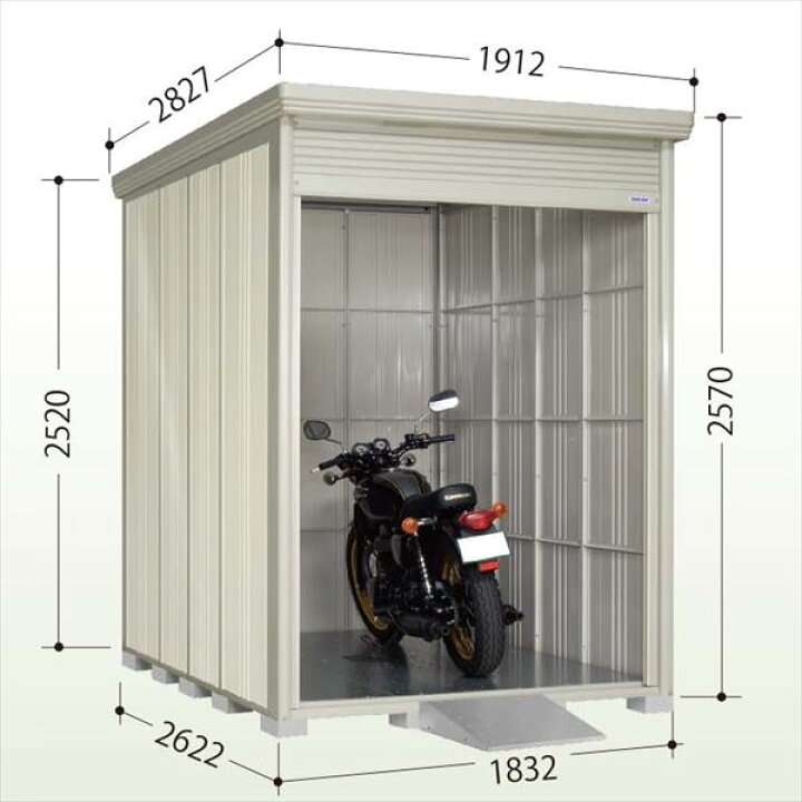 楽天市場】タクボ物置 バイクシャッターマン BS-1826WH 一般型 幅183cm 
