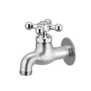 トーシン 蛇口 横水栓十字ハンドル(メッキ鋳肌) JA-MV-K13-ME 『水栓柱・立水栓 蛇口』