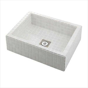 カクダイ 屋外用パン 水栓柱パン (タイル貼り・白) 624-970 『水栓柱・立水栓 水受け(パン)』