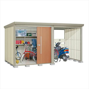 タクボ物置 TP/ストックマンプラスアルファ TP-40R19 一般型 標準屋根『駐輪スペース付 屋外用 物置 自転車収納 におすすめ』『追加金額で工事可能』 トロピカルオレンジ