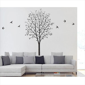 東京ステッカー 高級ウォールステッカー 植物 木とツバメ Lサイズ *TS0027-FL モノトーン 『おしゃれ かわいい』 『壁 シール』