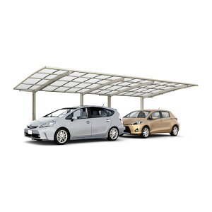 LIXIL リクシル ネスカR 1台用 縦2連棟 24-50型 標準柱 H22 ポリカーボネート屋根材使用 『 カーポート 2台 本体のみ 駐車場 屋根 外構 エクステリア DIY 』