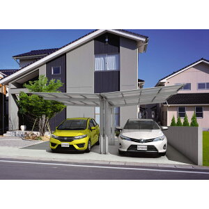 三協アルミ セルフィ Y合掌 2台用 柱4本 43(27・30) H28 ポリカーボネート板 『 カーポート 2台 本体のみ 駐車場 屋根 外構 エクステリア DIY 』