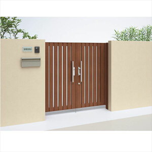 【送料無料】【法人様限定商品 個人宅・現場配送不可】四国化成 アレグリア門扉 TL2型 柱仕様 両開き 0914 木調タイプ『ゲート 部材 ガーデン 住宅 境界 入口 塀 壁 diy おしゃれ 形材 門扉』