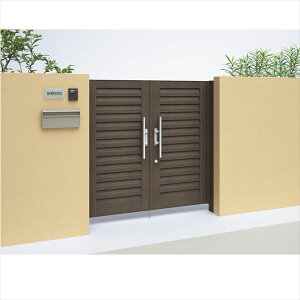 【マラソン対象】【送料無料】【法人様限定商品 個人宅・現場配送不可】四国化成 アレグリア門扉 TL5型 柱仕様 両開き 0916 木調タイプ『ゲート 部材 ガーデン 住宅 境界 入口 塀 壁 diy おし